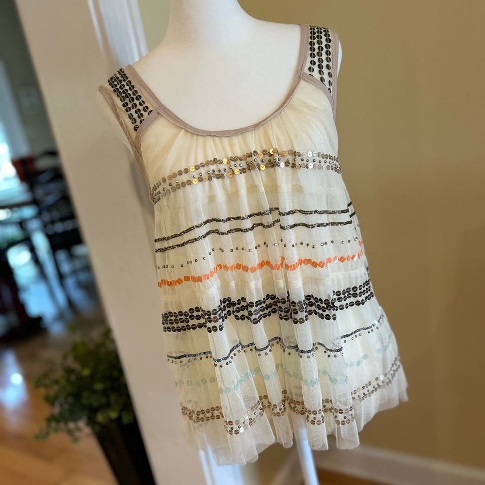 Free People Sheer Sequin Women’s Tank Top Shirt
